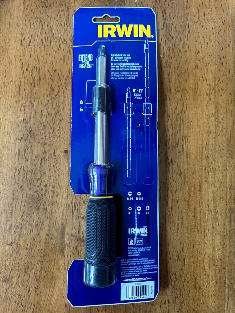 Irwin Tools 1948779 Extending Screwdriver with 5 Impact Bits New