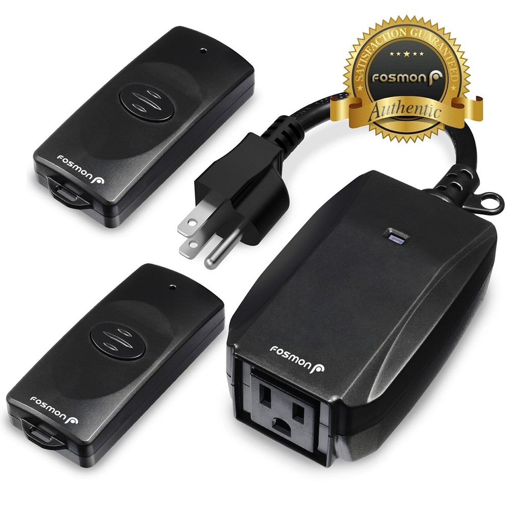 Waterproof Outdoor Outlet Power Switch Plug In with 2x Wireless Remote Control