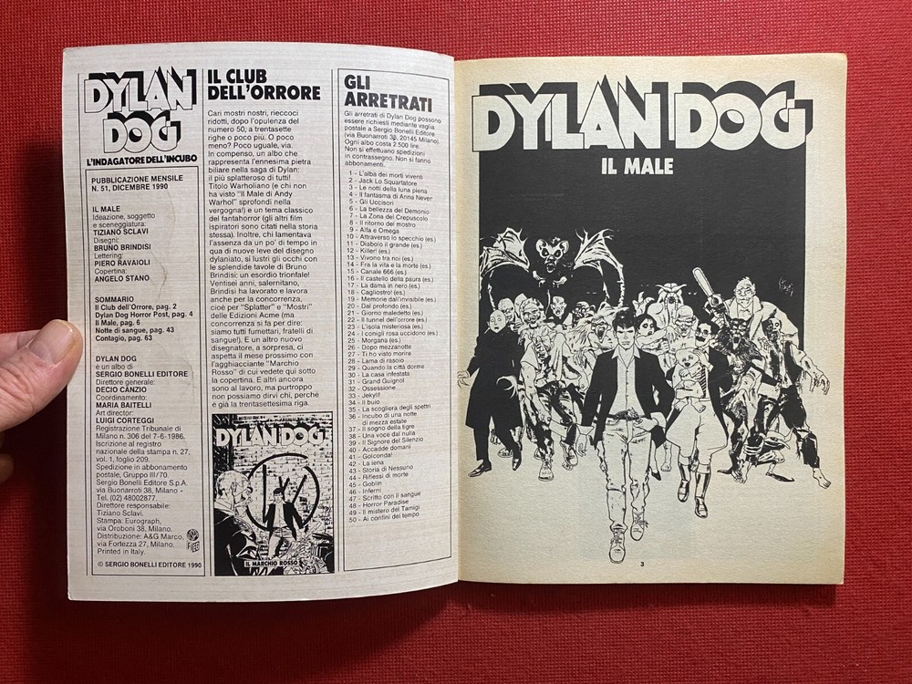 DYLAN DOG No. 51 THE EVIL Sergio Bonelli (1990) Comic 1st Edition Slaves