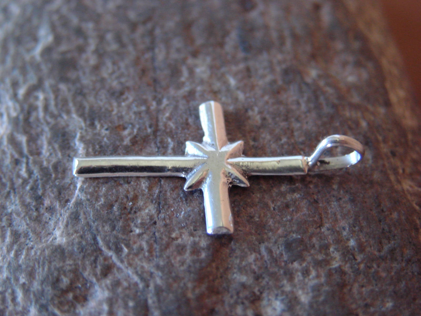 Small Navajo Jewelry Sterling Silver Cross Charm / Pendant by Lorraine Chee