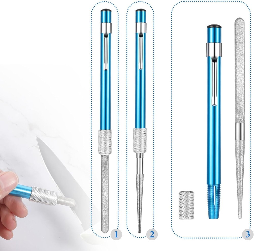 2PCS Serrated Knife Sharpener, Diamond Retractable Knife Pocket Knife Sharpener