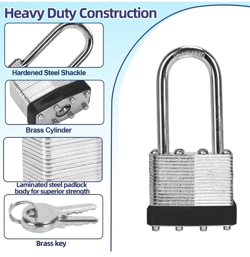 Padlocks with Same Key, LQYN 6 Pcs Laminated Keyed Padlock (1-9/16", 40mm)