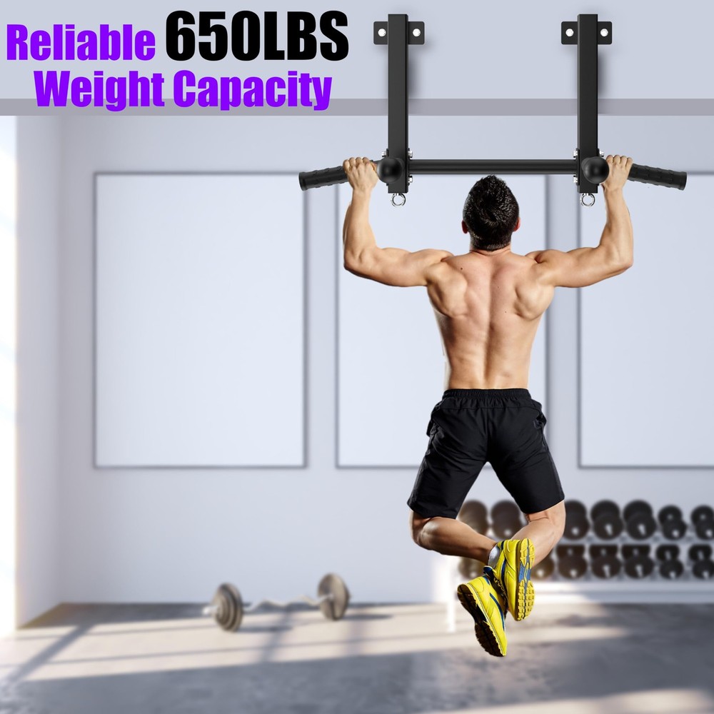 Joist Mounted Pull Up Bar, 650lbs Heavy Duty Strength Training Pullup Bars, M...