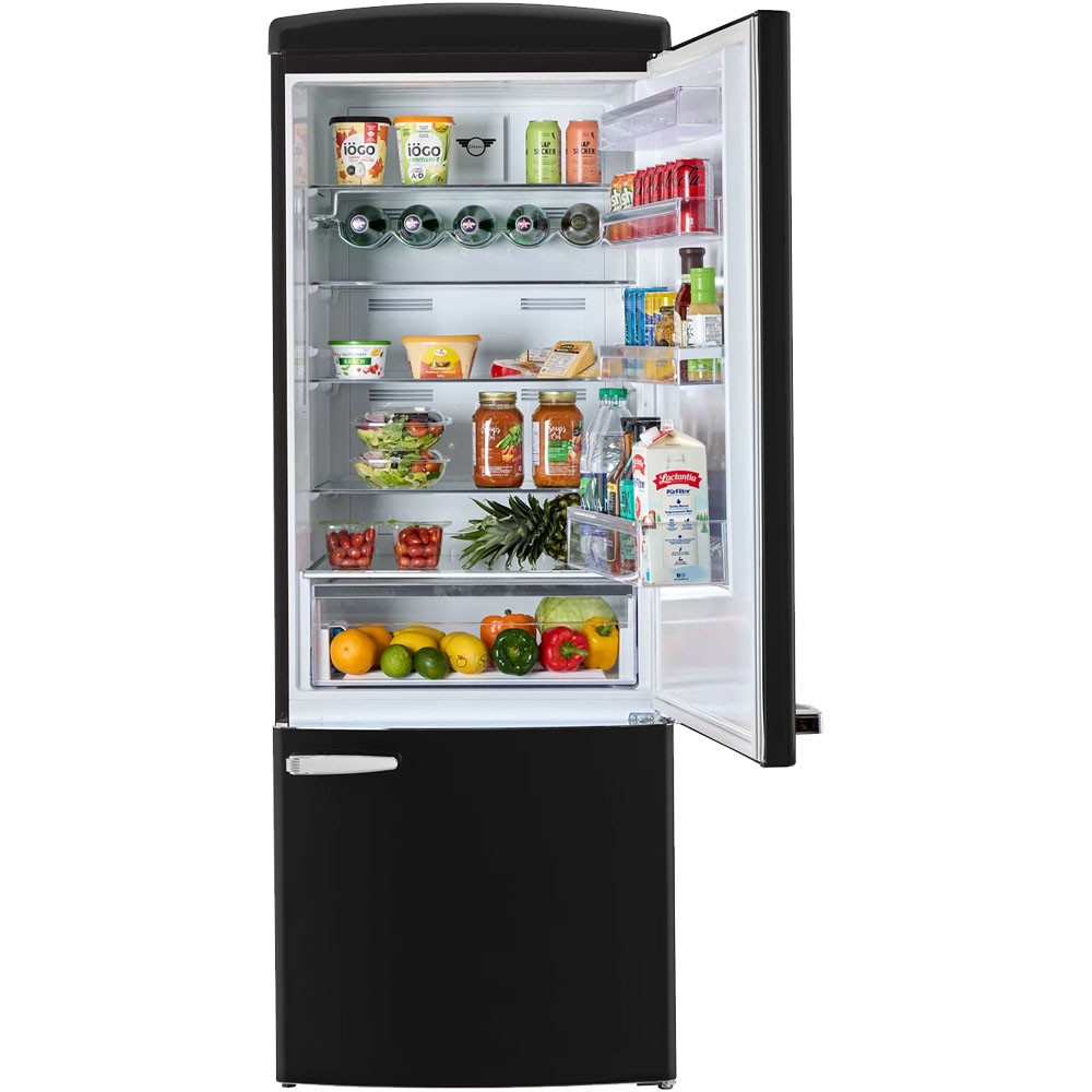 UNIQUE Classic Retro 455L 17 cu. ft. Bottom Mount Refrigerator - Matte Black