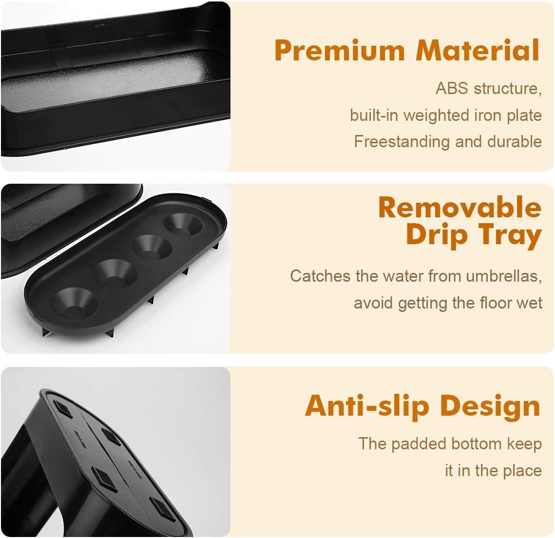 Umbrella Rack with Removable Drip Tray, Umbrella Holder Stand for Entryway, Free