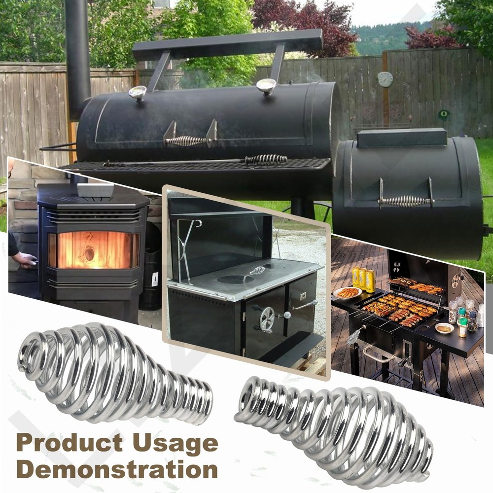 2 Pcs BBQ Pellet Stove Spring Door Handle (Max Diameter: 1-3/4", SILVER