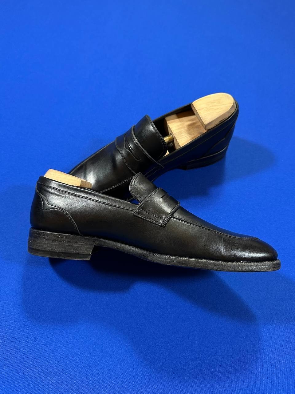 Ermenegildo Zegna men’s black leather penny loafers dress shoes SZ EU 6, US 7