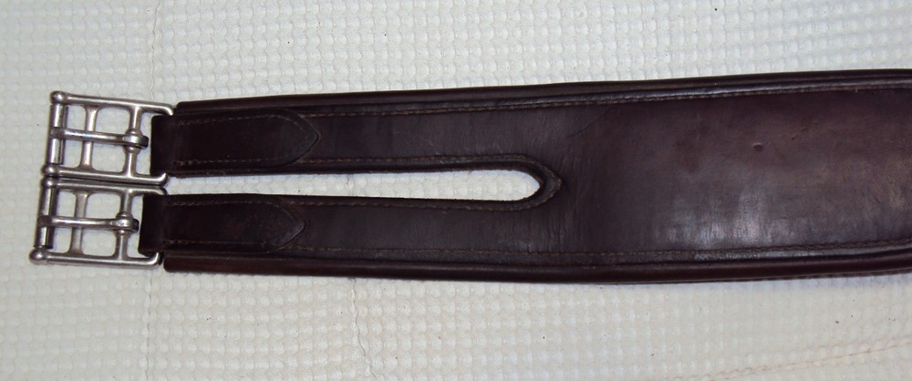 AMISH Leather Brown Girth - 53" - Padded/Elastic - NICE