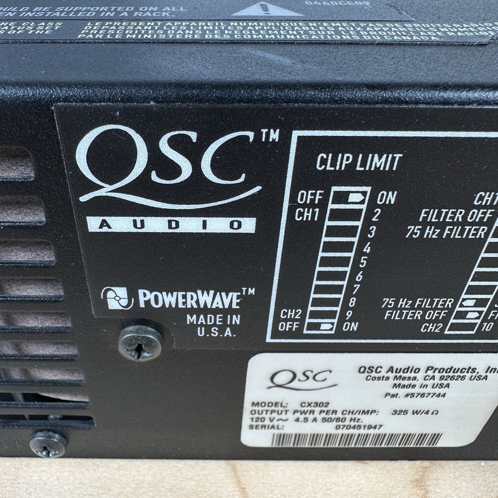 QSC CX302 2-Channel Professional Amplifier Tested