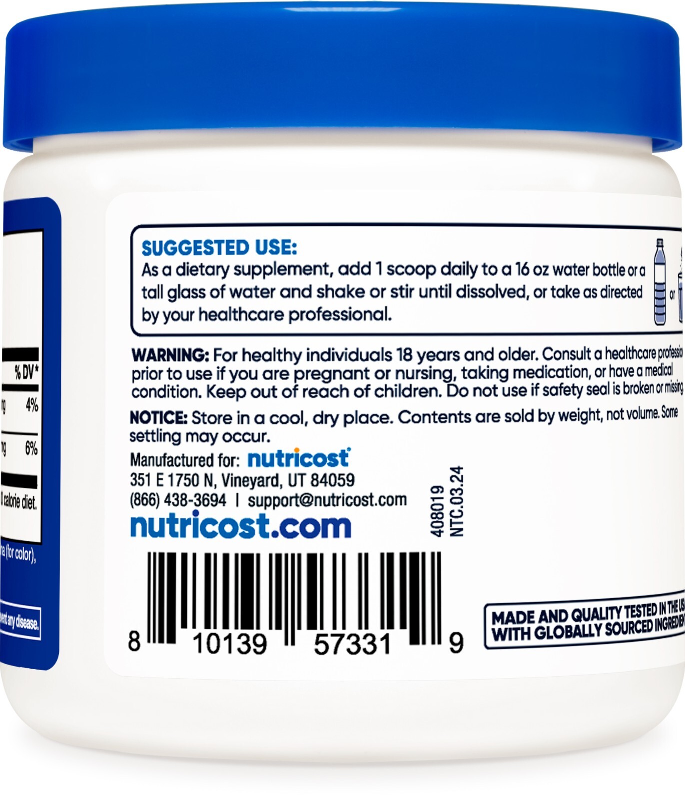 Nutricost Electrolyte Complex Hydration Powder (60 Servings, Blue Raspberry)
