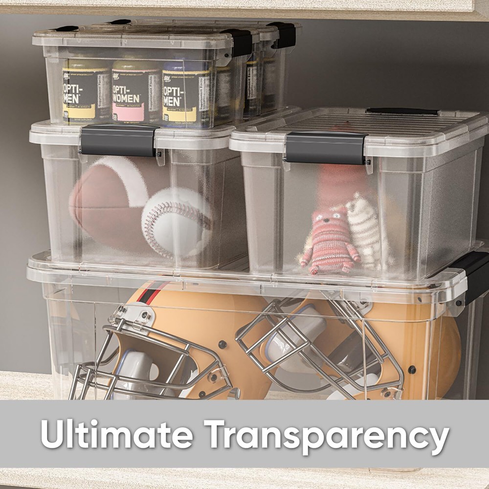Superio Clear Storage Bins with Lids, 8 Pack- Plastic Storage Boxes - 6.6 Quart
