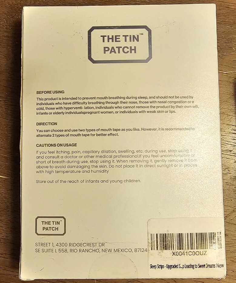 2 Pack - The Tin Patch Anti-Snoring Sleeping Strips Premium Quality 120 Strips
