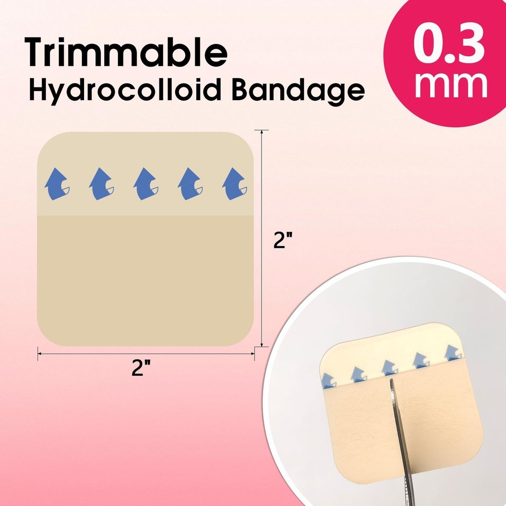 2" x 2"-20 Pack Extra Thin Hydrocolloid Dressing for Light Exudate, Hydrocoll...