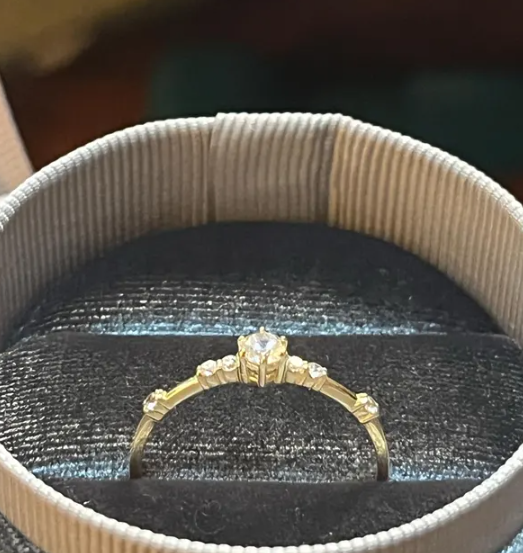 14K Solid Gold Dainty Diamond Stackable Ring, Round Lab Diamond Stackable Ring