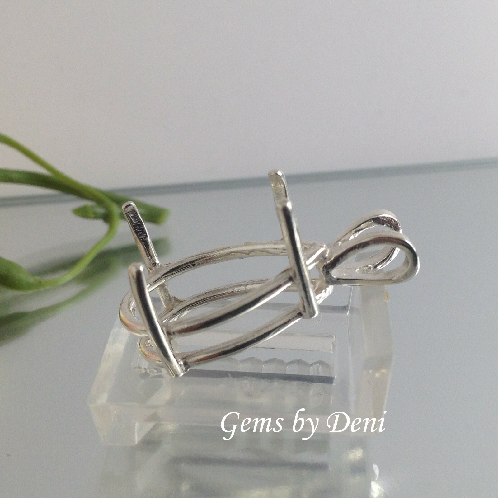 Solid Sterling Silver Pear Cast Wire Pre-Notched Pendant Setting (5x3mm-30x22mm)