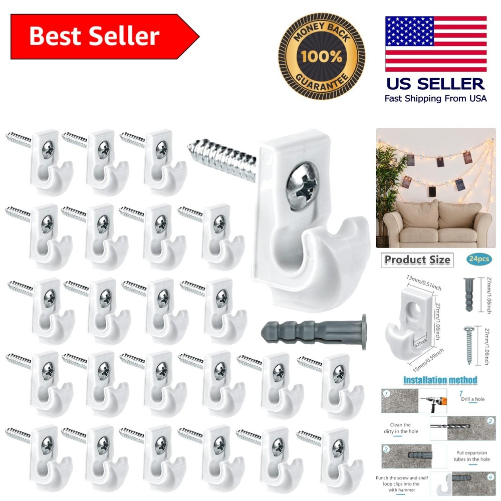 24-Pack Heavy Duty Plastic Wall Clips for Efficient Closet Organization