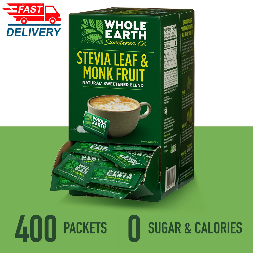 Stevia & Monk Fruit Zero Calorie Sweetener, 400 Packets