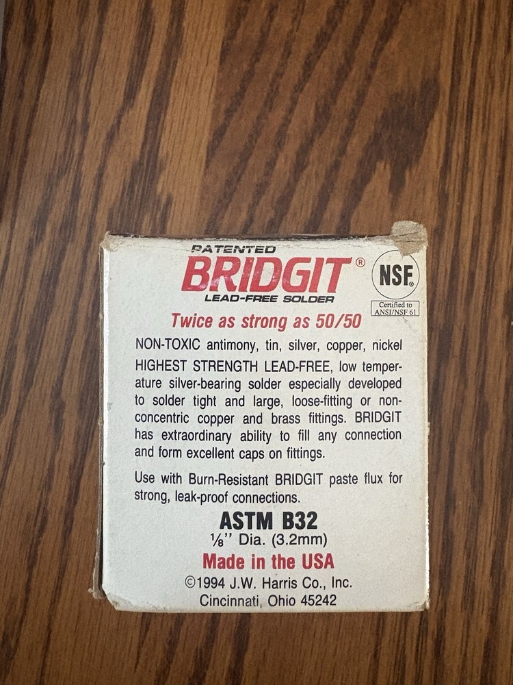Harris Bridgit Lead-Free Solder 1/8"/1lb Spool