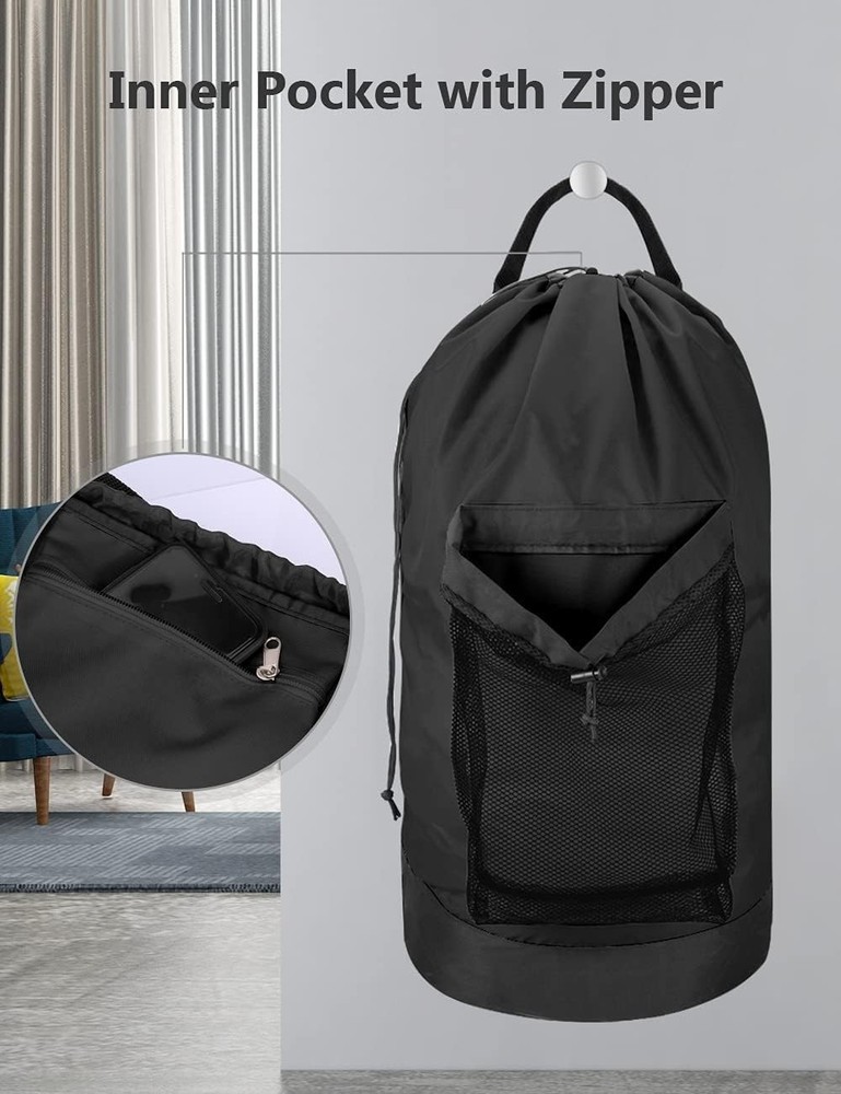 Backpack Laundry Bag Laundry Backpack W/ Shoulder Straps & Mesh Pocket Durable