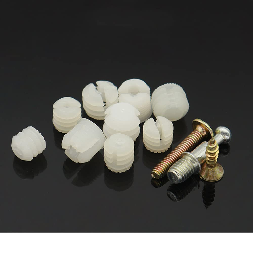 100Pcs Plastic Hinge Dowel Inserts Kit 4X10Mm Toothed Machine Thread Opening Pla