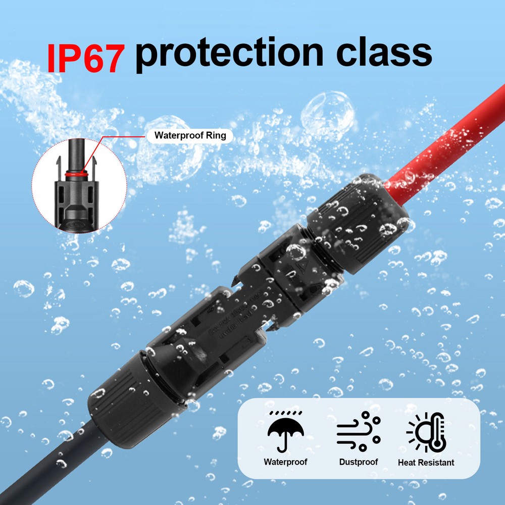 10 AWG Solar Panel Extension Cable Wire Connector Set for Solar Panel Kits US