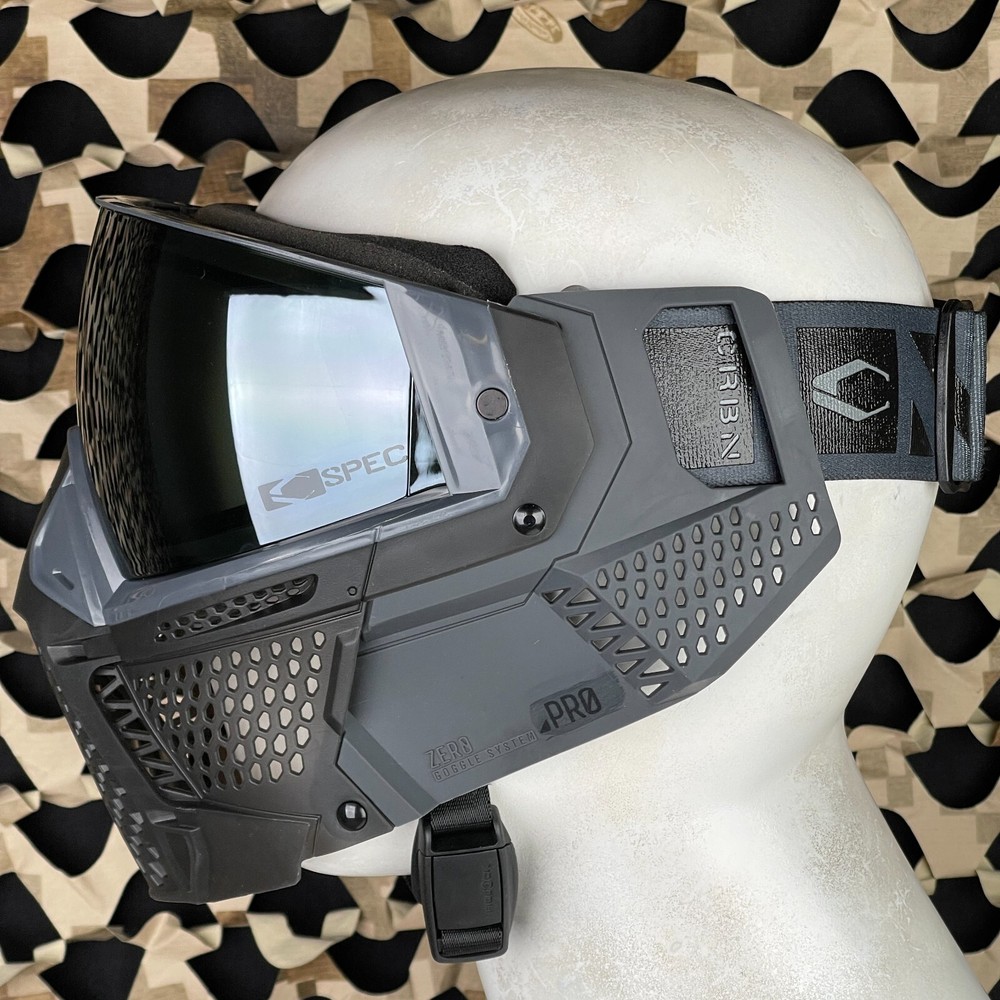 Carbon CRBN Zero Pro Paintball Mask (More Coverage) - Graphite - Silver Mirror