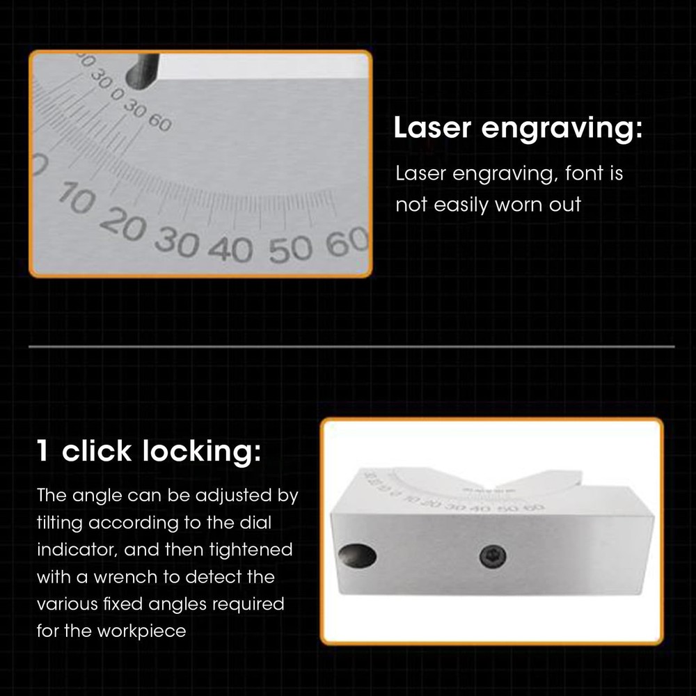 Leapiture Micro Adjustable Angle Gauge V Block V Milling Silver