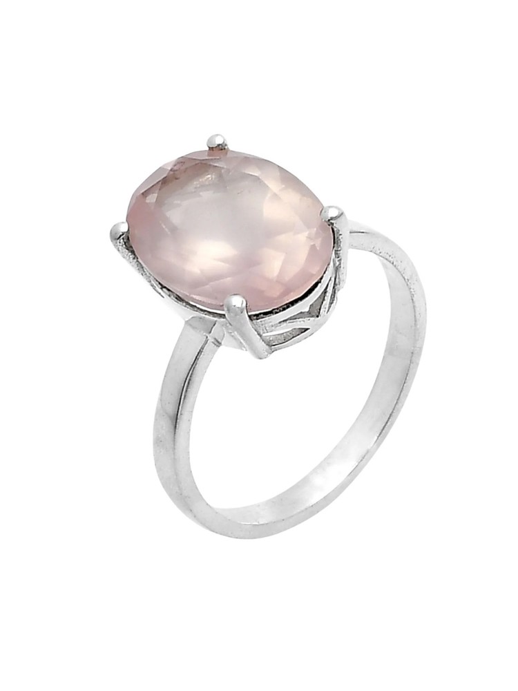Rose Quartz Solid 925 Sterling Silver Ring 8