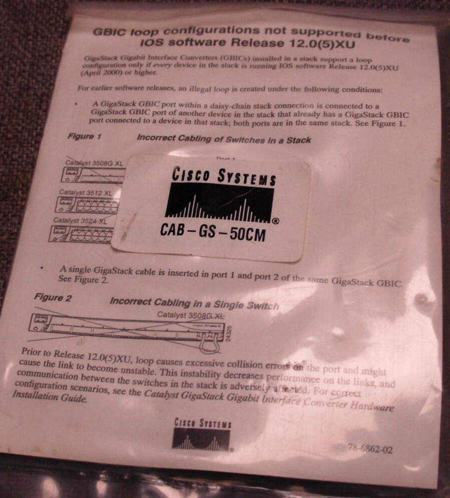 NEW Cisco GBIC GigaStack 50 CAB-GS-50CM Catalyst Stackwise Stacking Cable