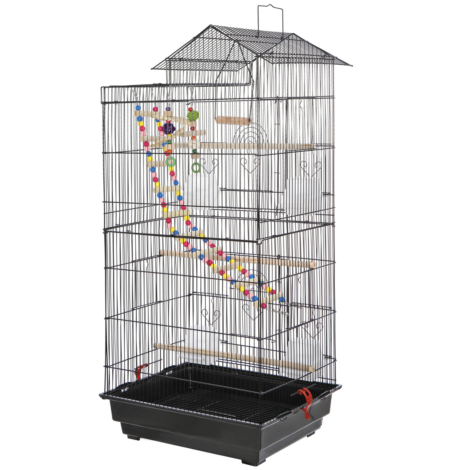 39-inch Roof Top Large Bird Cage Flight Parrot Cockatiel Parakeet Cage w/Toys
