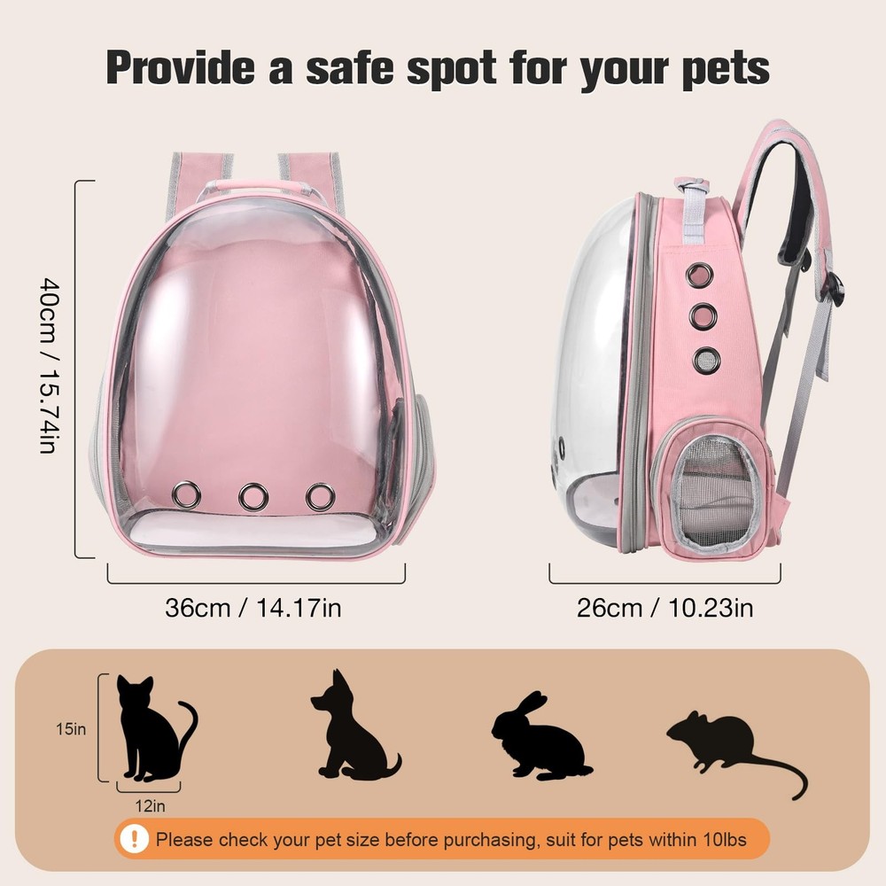 Cat Carrier Backpack, Pet Carrier Backpack Front Pack for Small Medium Cat Pink