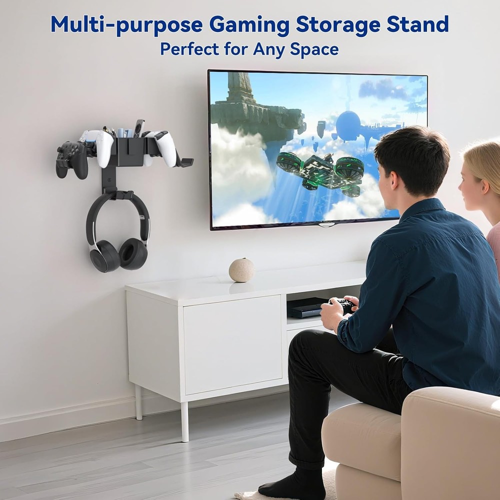 KDD Controller Wall Mount & Headset Holder, Universal Gaming Organizer Stand wit