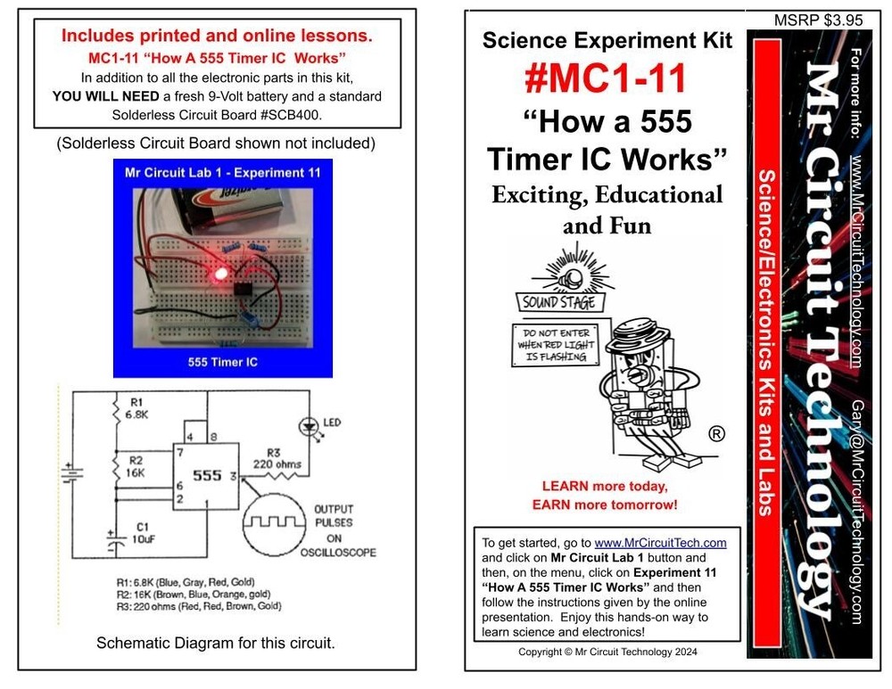 MC1-11 ** Mr Circuit Science ** Experiment Kit  -How A 555 Timer Works-