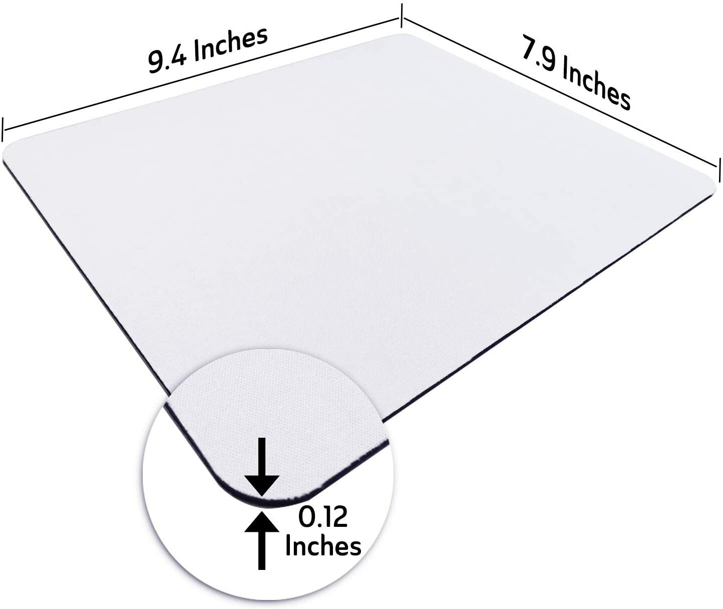 110 Pcs Bulk A-SUB Subimation Mouse Pads 9.4"x7.9"x0.12" Thick White Gaming Pads