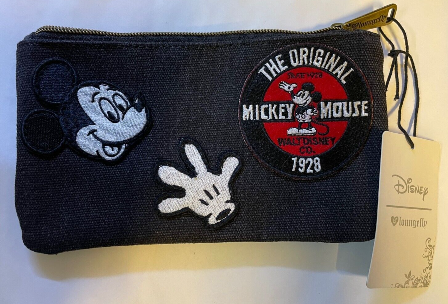GENUINE Loungefly Disney MICKEY MOUSE Zippered Canvas Pouch NWT bag COIN purse