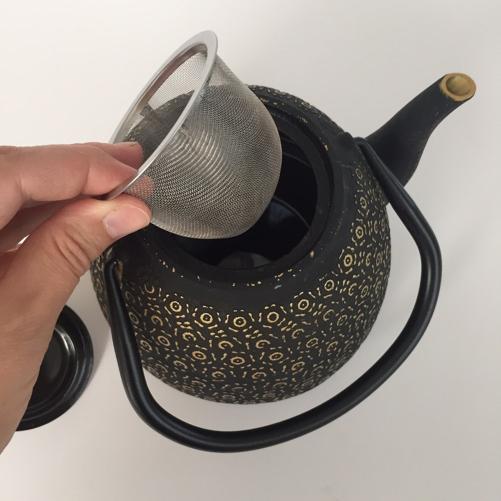 Black Gold Geometric Pattern Metal Ceramic Teapot Tea Steep Filter Basket Insert