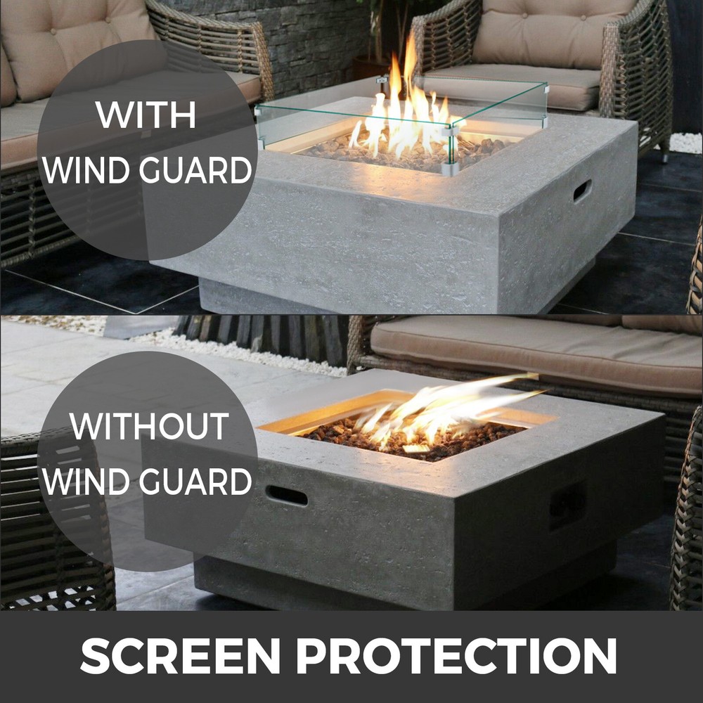 Outdoor Fire Pit Wind Guard Tempered Glass Flame Guard Rectangle/Square Clear