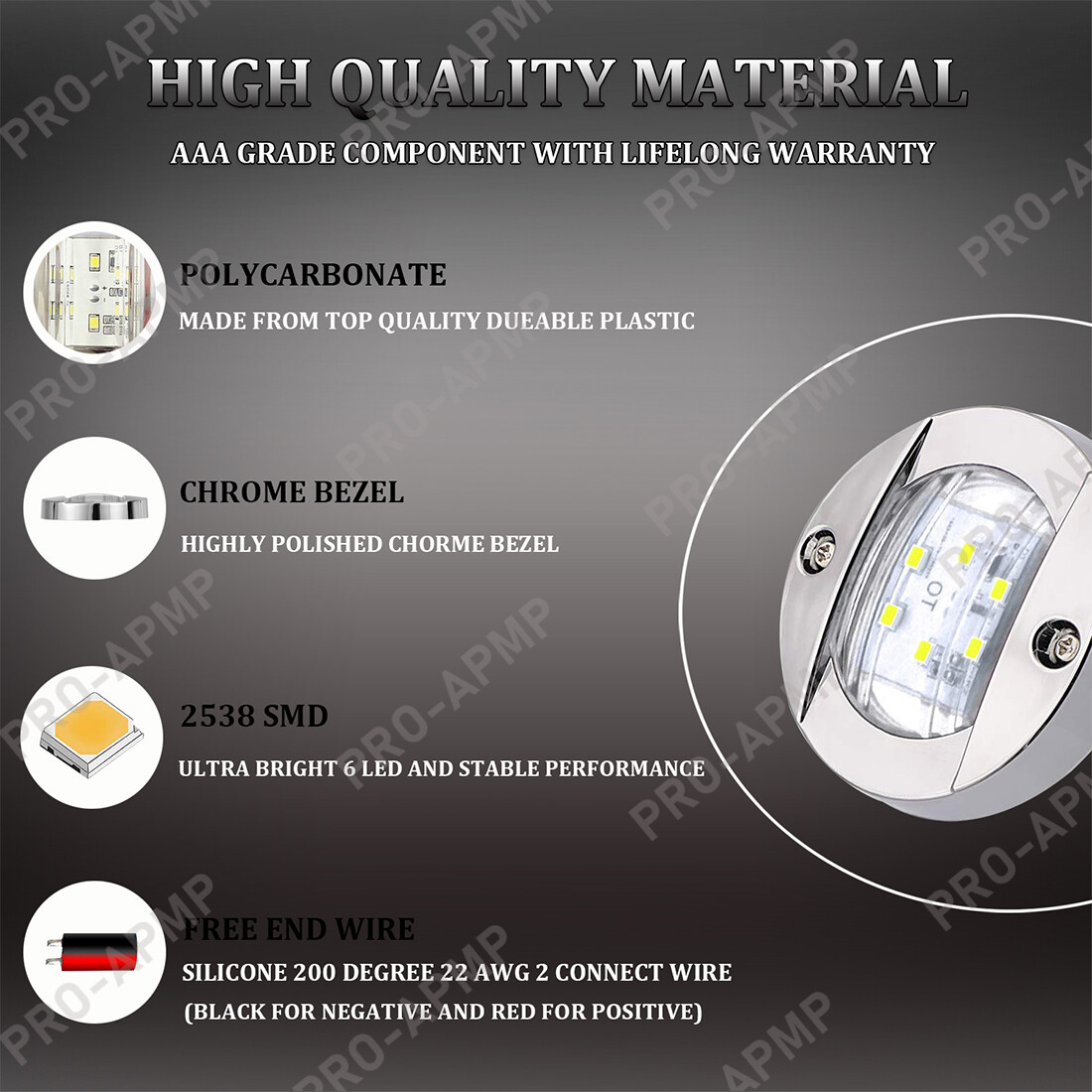 2X White LED Marine Boat Deck Courtesy Lights 12V Utility Stern Transom Light