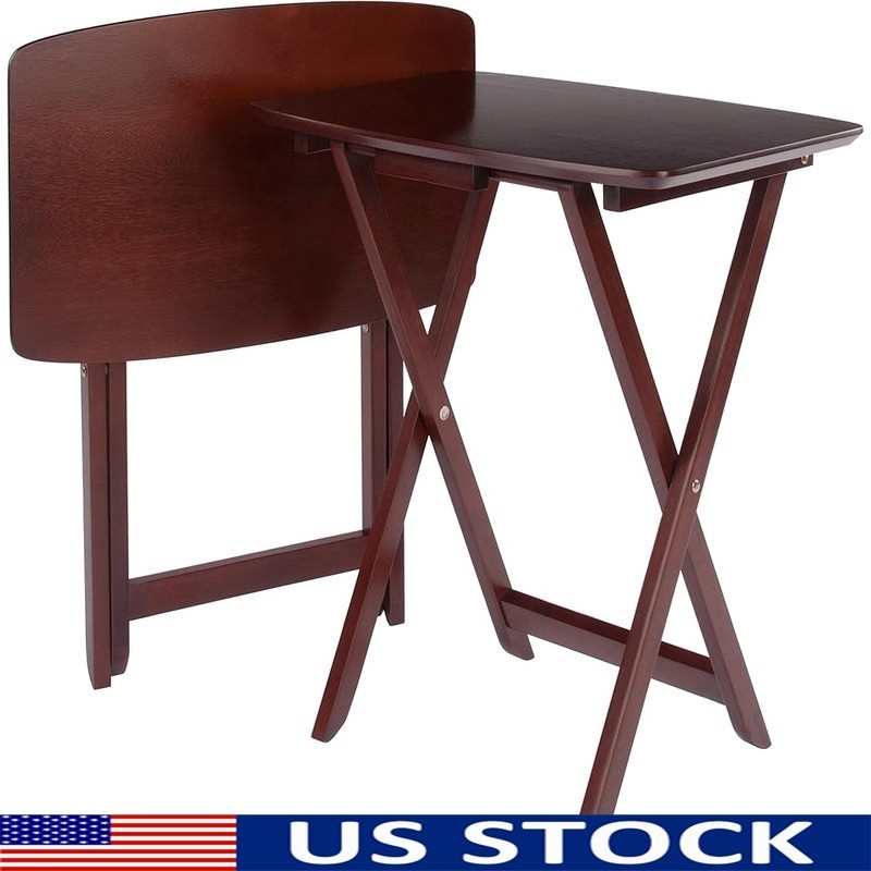2-Piece Folding Tables Set Rectangular Smooth Edges Easy Storage Fully Assembled