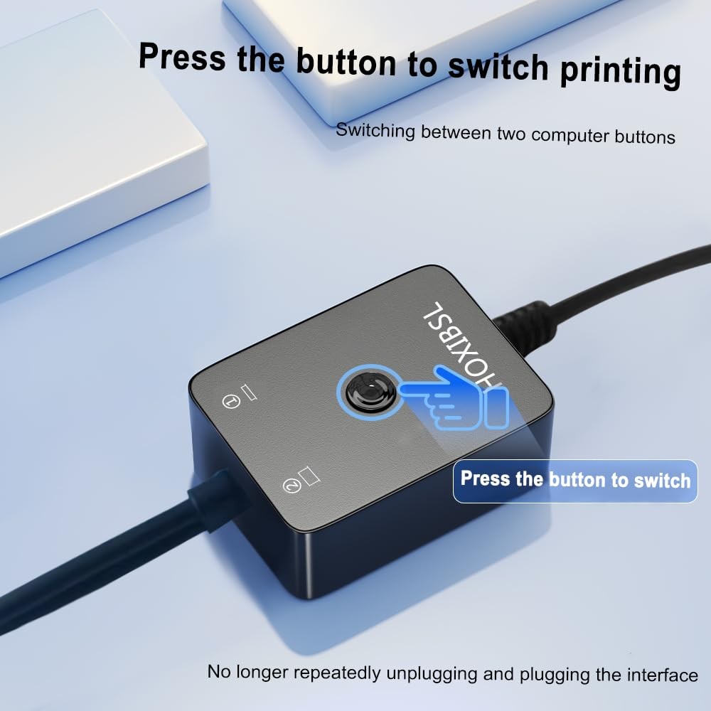 Printer Cable Splitter 2-in-1 Share One Printer for Two Computers USB Compatible