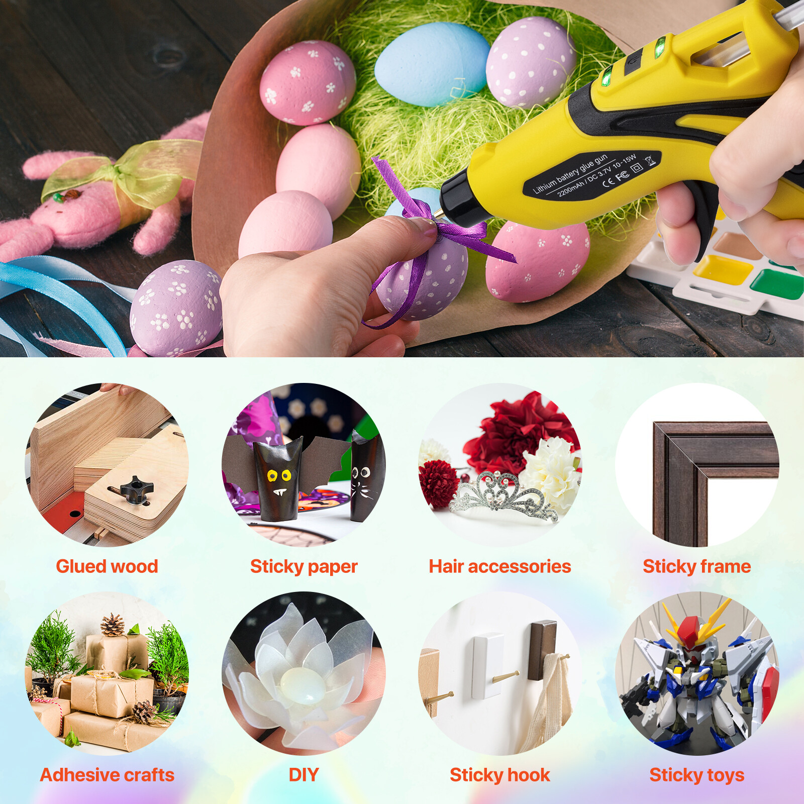 Rechargeable Cordless Fast Preheating Hot Glue Gun Kit with 30PCS Glue Sticks