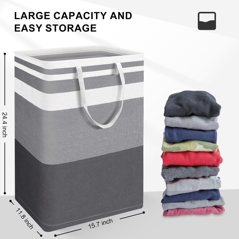 Collapsible Large Laundry Hamper 2-Pack with Carry Handles for Clothes Storage
