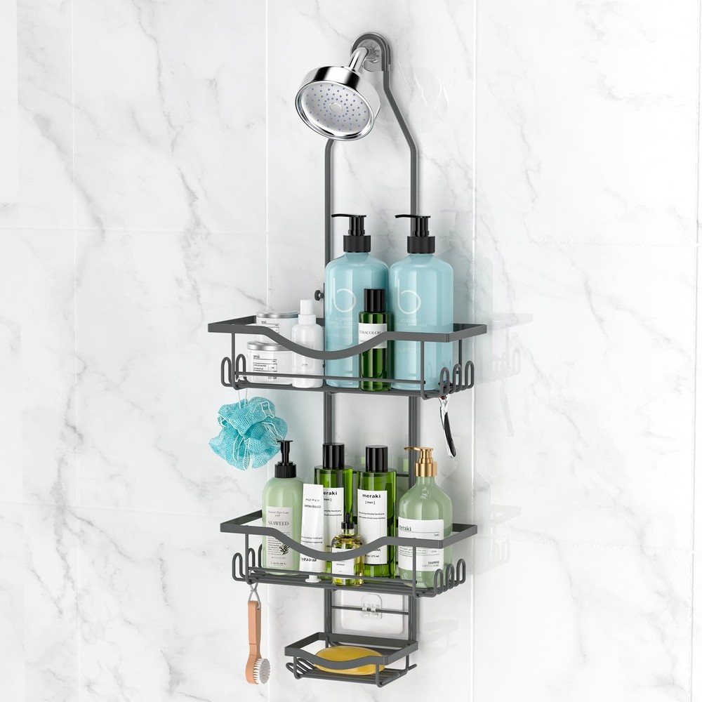 Shower Caddy Hanging Adjustable, Extended Length Rustproof Shower Caddy Over ...