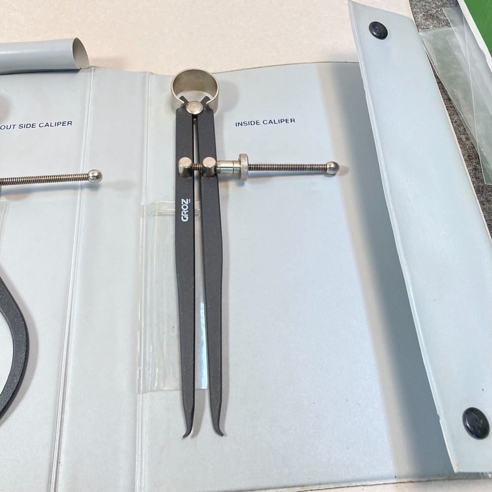 GROZ 8" Spring Caliper & Divider Set 3 Pc Inside Outside Caliper Spring Divider