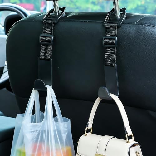 Adjustable 4-Pack Car Headrest Hooks Cute Cat Pattern Universal Seat Back