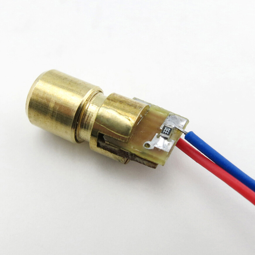 Brass 1.5cm*0.6cm 3V Mini Laser Dot Diode Module Head WL Red, with 4cm Wire