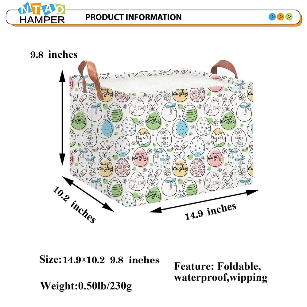 NTAOHAMPER Rectangular Storage Baskets，Gift Basket,Book Box,Room Decor(Happy ...