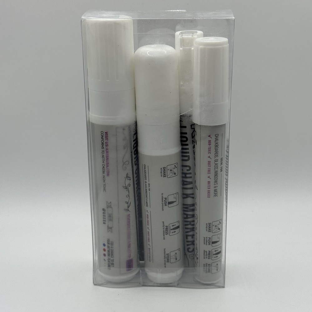 White Chalk Markers, Combo, 5 pack Different Sizes Erasable Non-Toxic