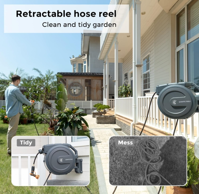 Giraffe Tools Retractable Garden Hose Reel 1/2-in 78-ft Wall Mount