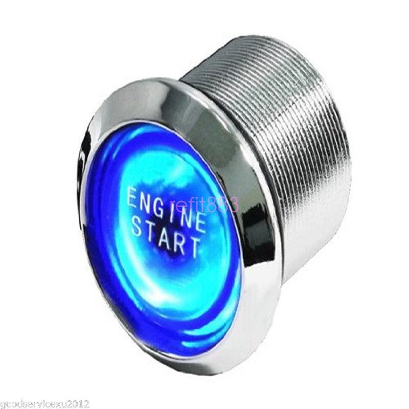 Car SUV Keyless Engine Ignition Power Switch Blue LED Light Starter Push Button